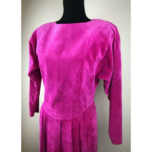 80’s Joanie Char Pink Suede Dress - Picture 2 of 3